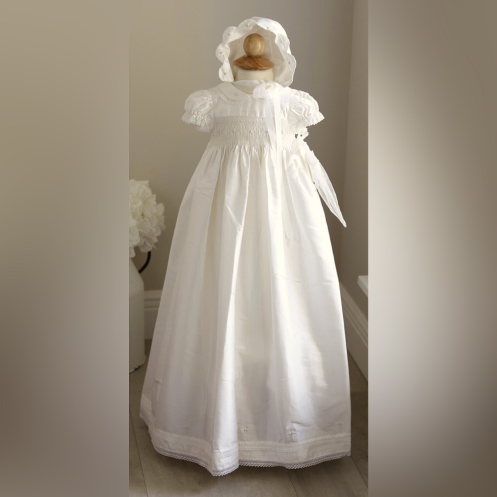 Gorgeous 100% dupioni silk Christening gown 3-6M